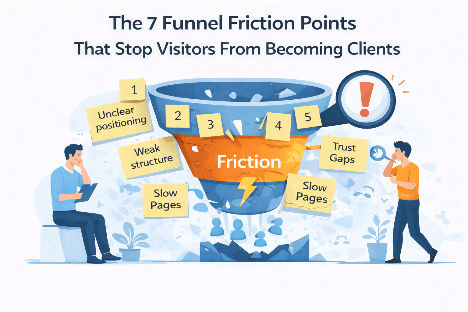 Seven funnel friction points that stop website visitors from becoming clients