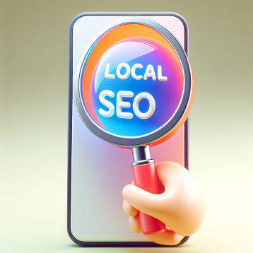 Local search optimization for women's mental health therapist showing magnifying glass on phone and local SEO.