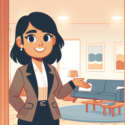 Google Profile Business optimization of local women's therapist practice shows therapist happily welcoming clients to her office.