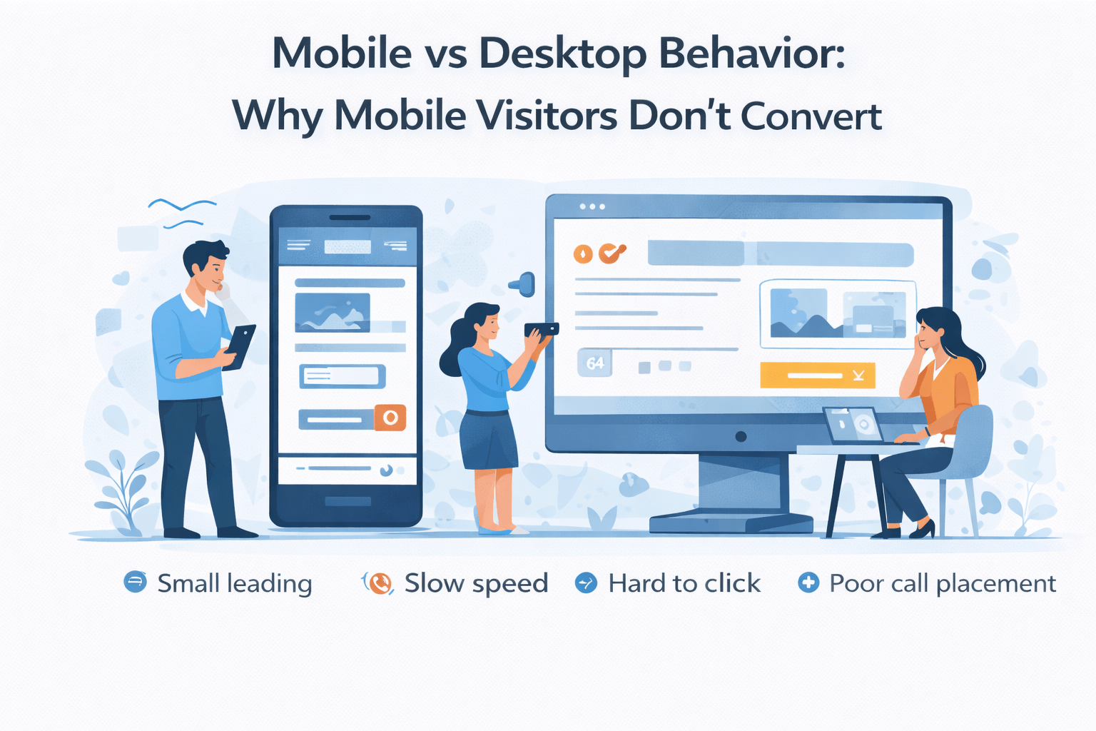 Mobile vs desktop website behavior showing why mobile visitors do not convert