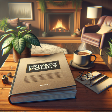 Privacy policy of Desert Skies Local SEO shows a book on a desk in an office with a pair of reading glasses and a cup of steaming coffee.