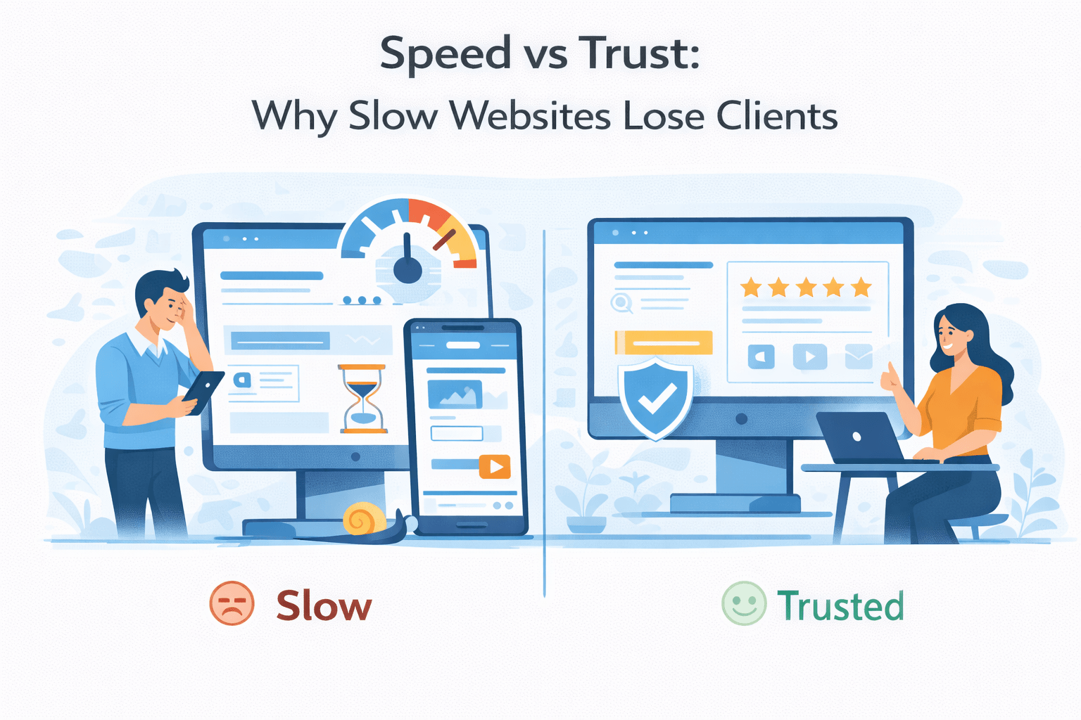 Slow website speed reducing trust and causing visitors to leave before contacting