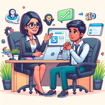 Warm, friendly meeting of Technical SEO consultation with client.