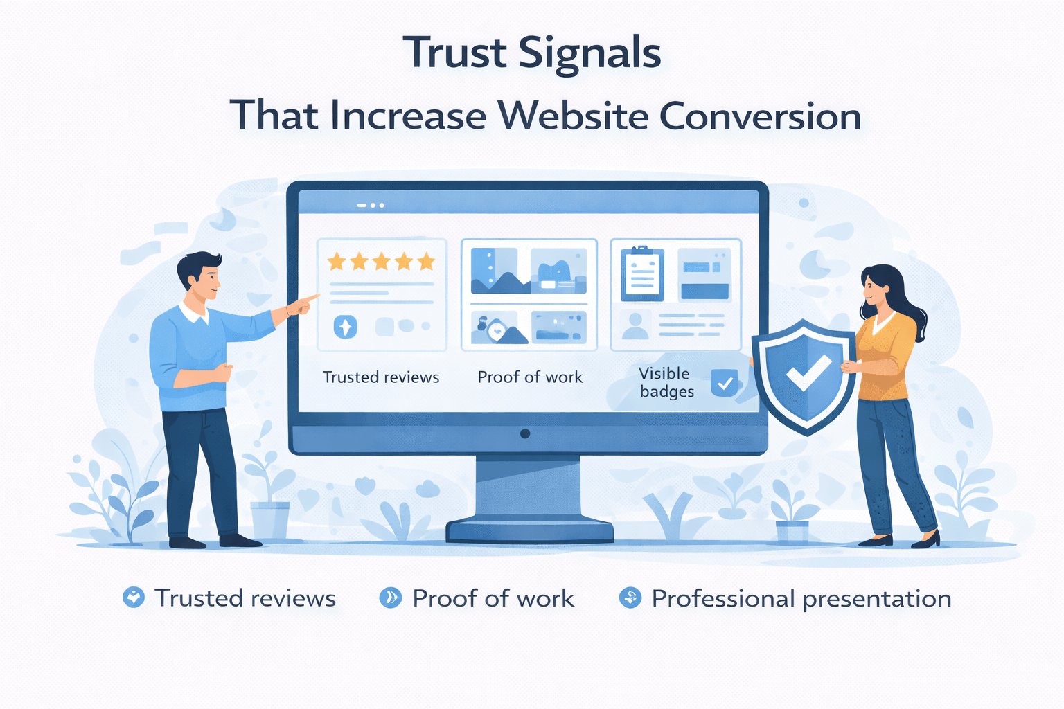 Trust signals on a website that help increase conversion and inquiries